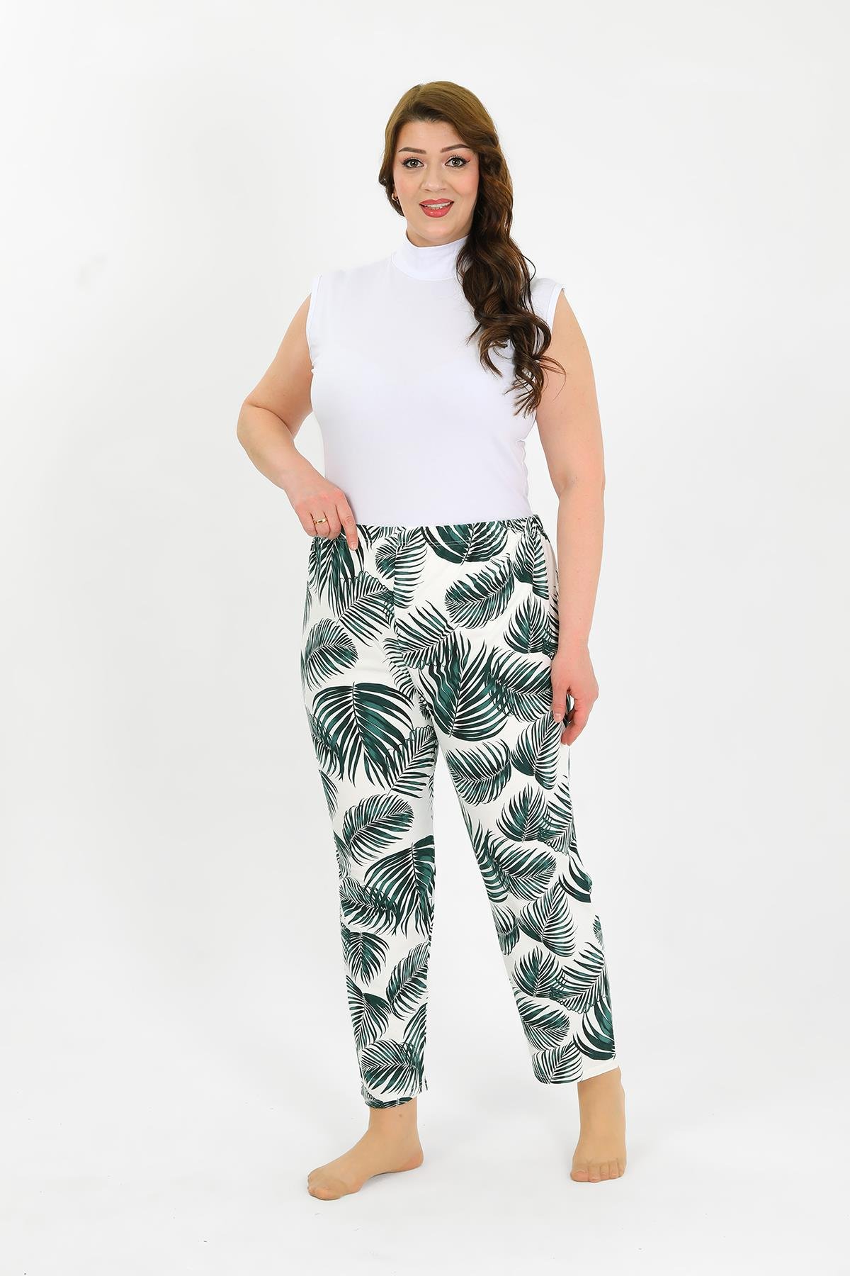 Akbeniz Kadın Pamuklu Büyük Beden Alt Pijama Yeşil 27563