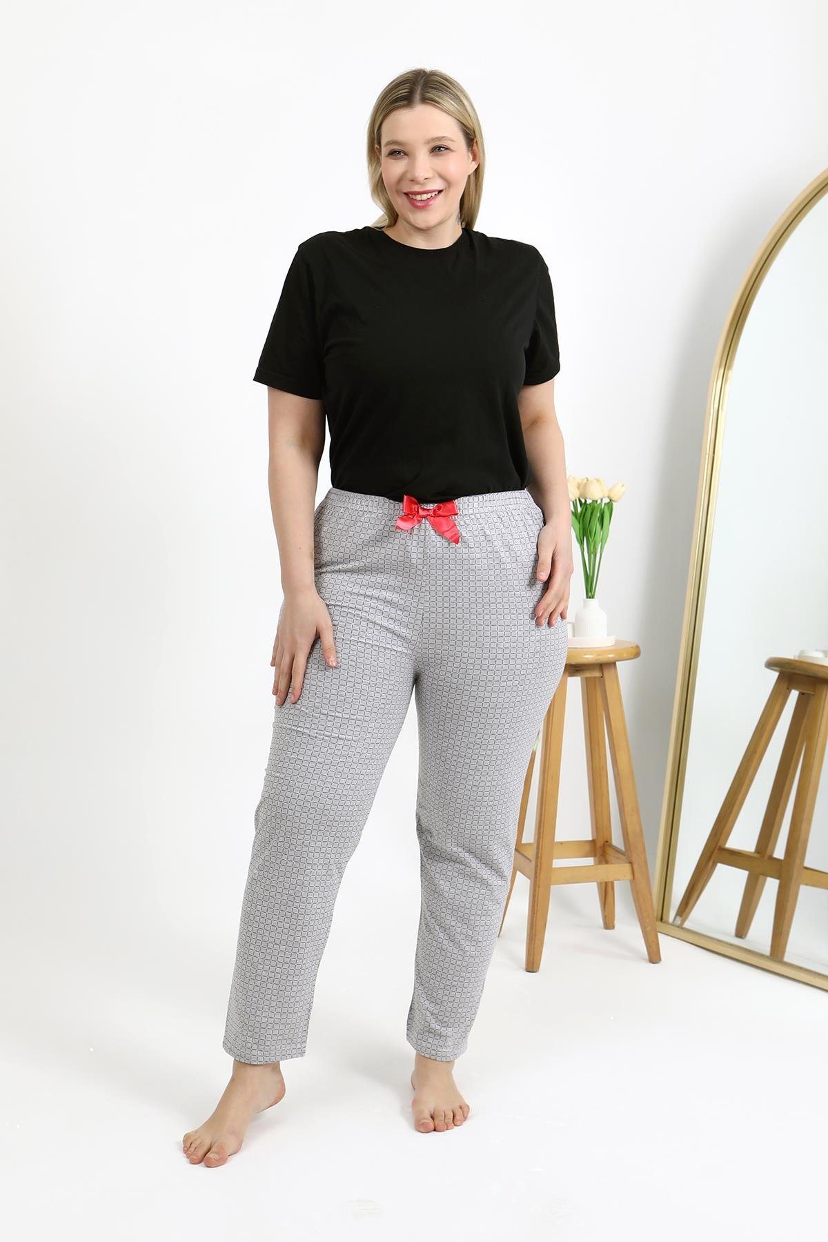 Akbeniz Kadın Pamuklu Büyük Beden Alt Pijama 27557 Gri