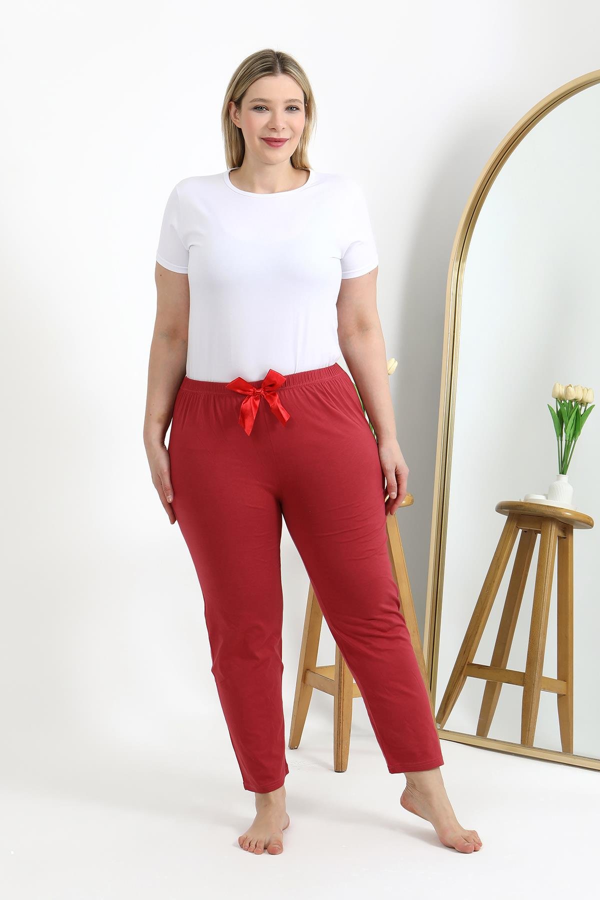 Akbeniz Kadın Pamuklu Büyük Beden Alt Pijama 27559 Mercan