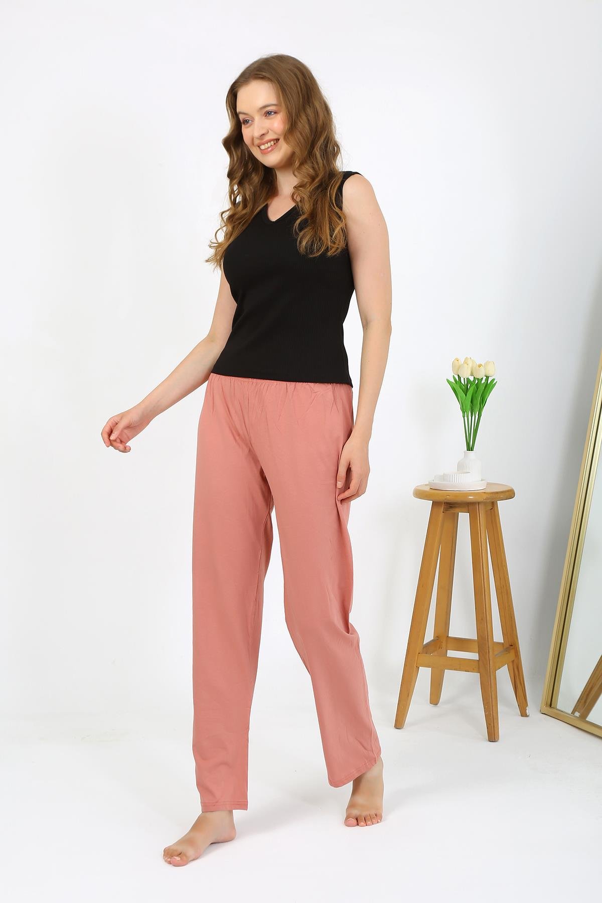 Akbeniz Kadın Penye Düz Tek Alt Somon Pijama 27538