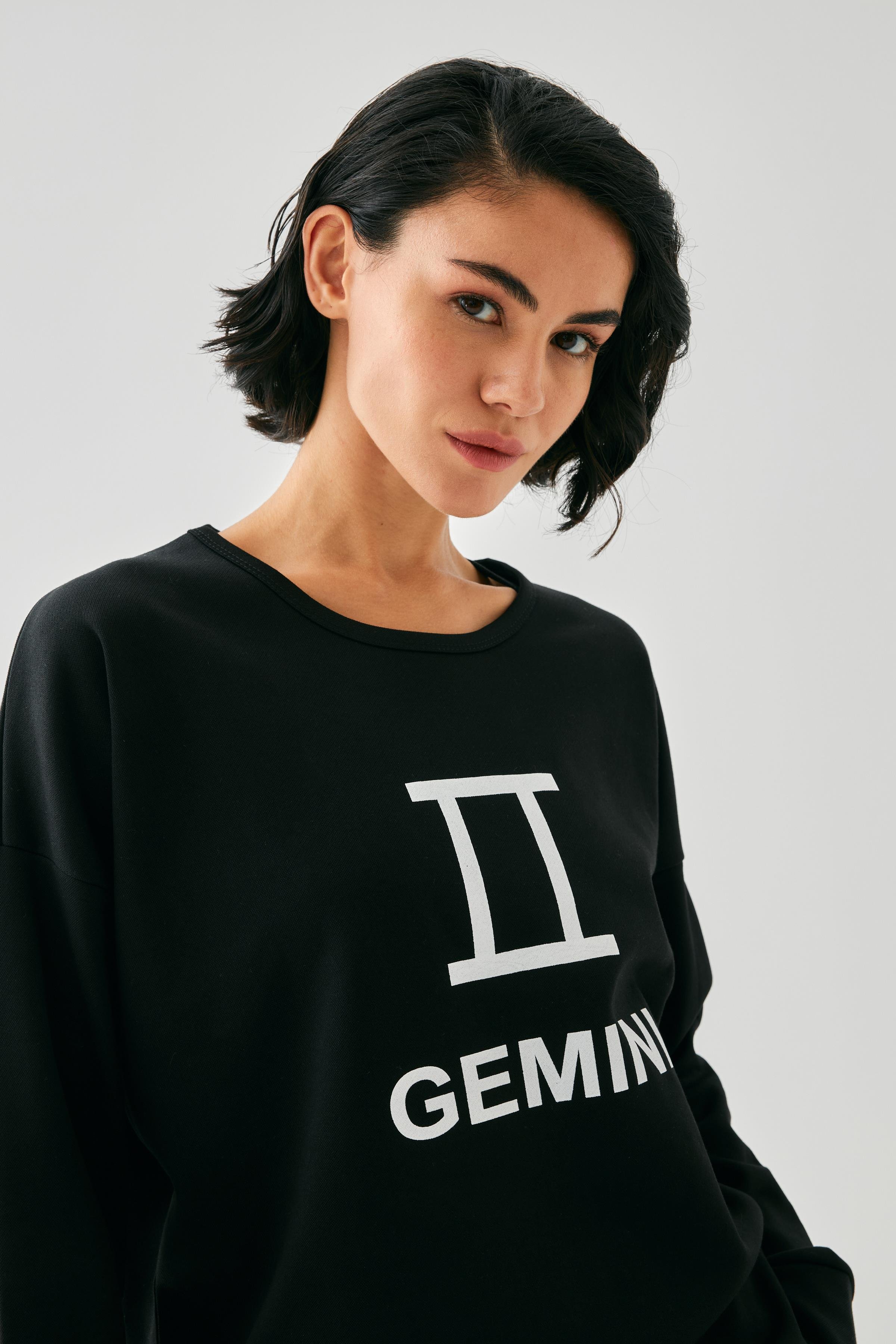 Akbeniz Kadın Siyah İkizler Burcu Oversize 2 İplik Eşofman Ev Giyim Takımı