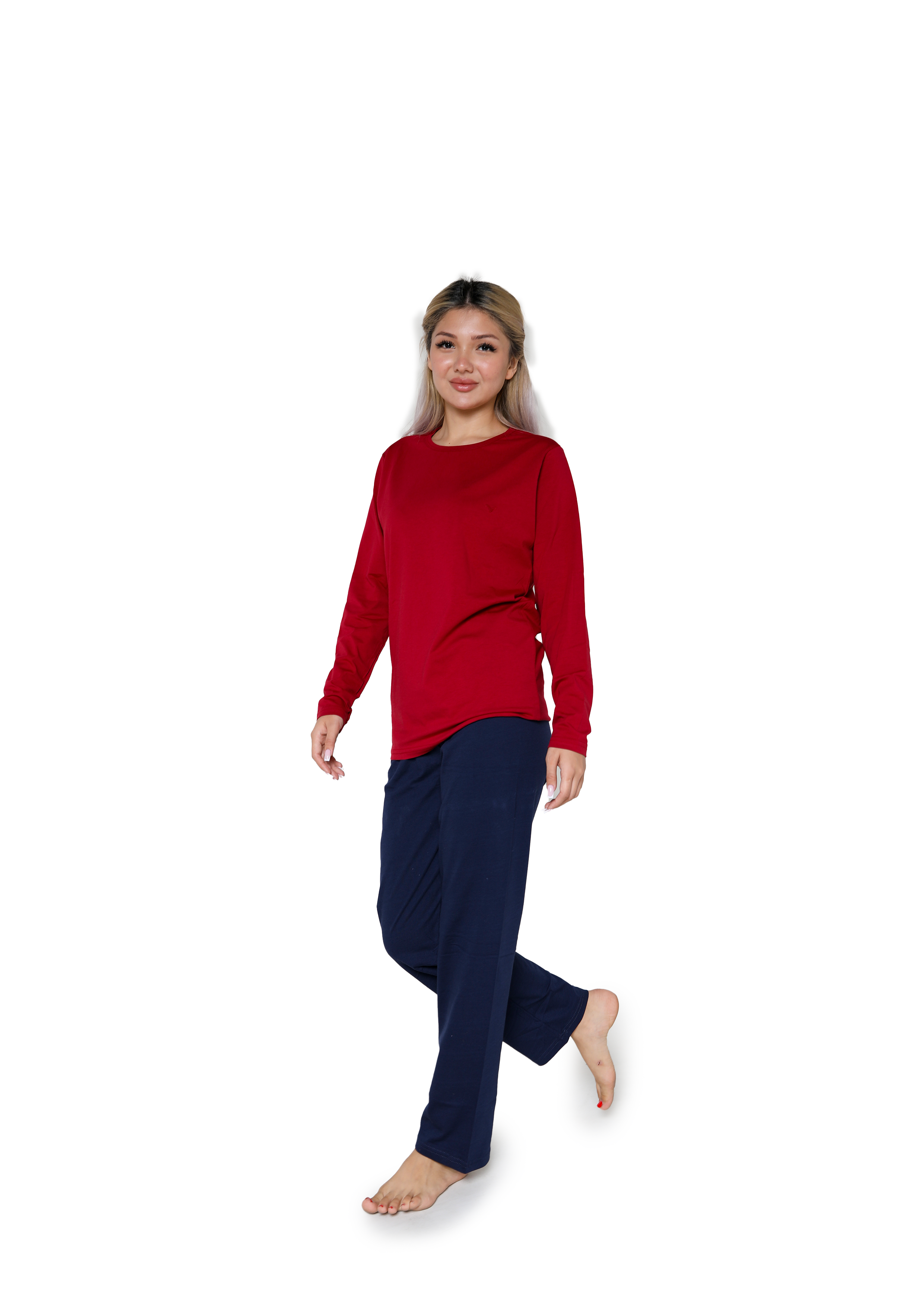 Akbeniz Kadın Uzun Kol Penye Pijama Takımı Bordo 41110