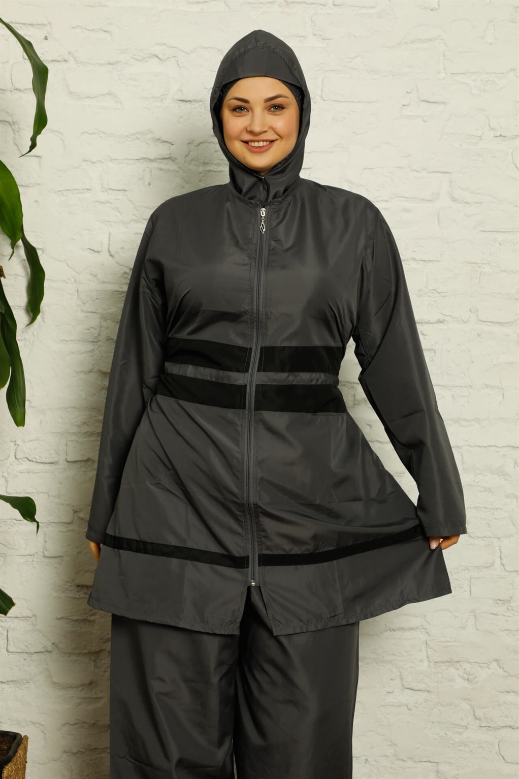 Akbeniz Tam Tesettür Büyük Beden Mayo 55005