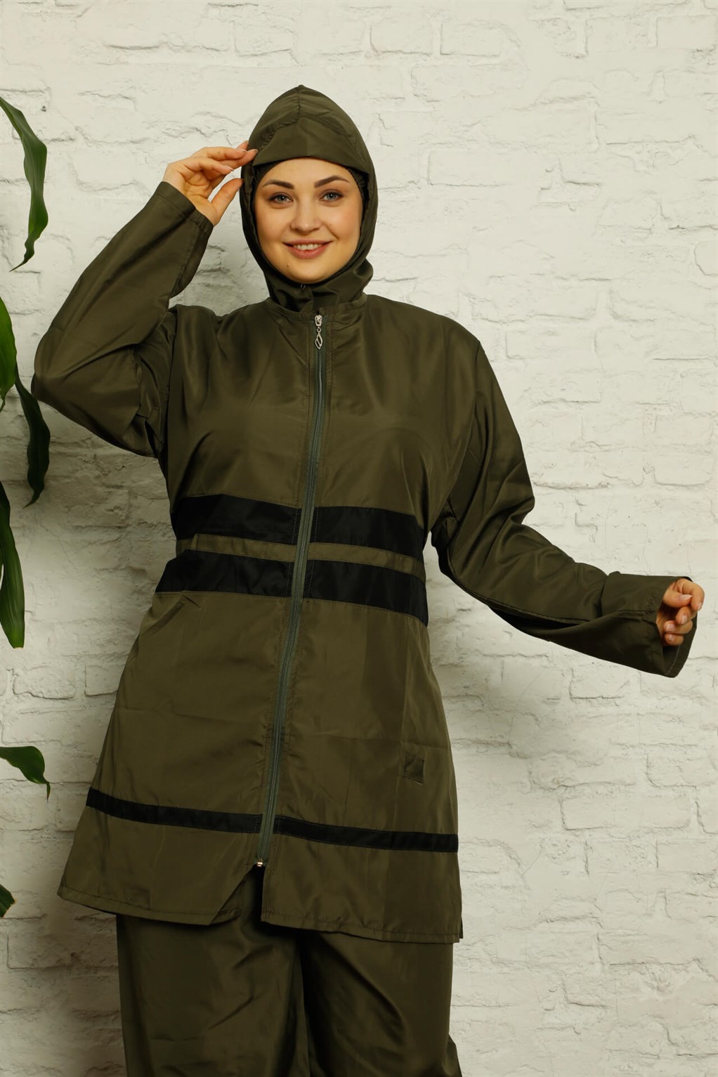 Akbeniz Tam Tesettür Büyük Beden Mayo 55006