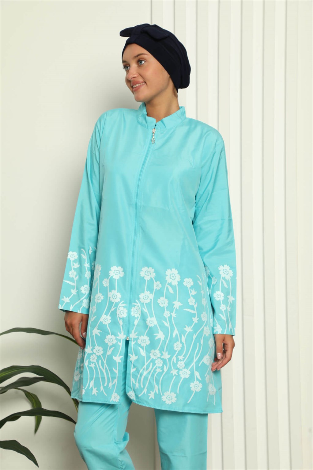 Akbeniz Tam Tesettür Çiçek Baskılı Mayo 31028