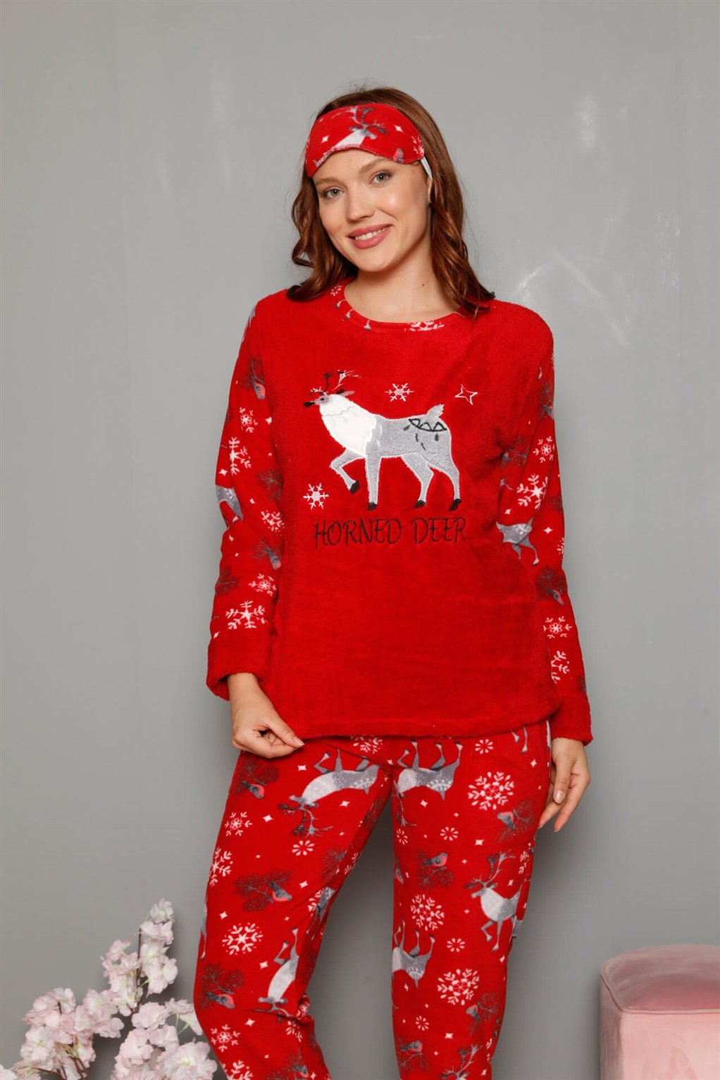 Akbeniz Welsoft Polar Kadın Manşetli Pijama Takımı 8449