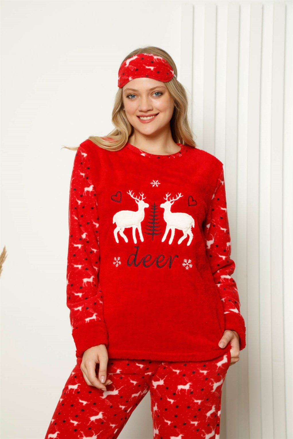 Akbeniz Welsoft Polar Kadın Manşetli Pijama Takımı 8421