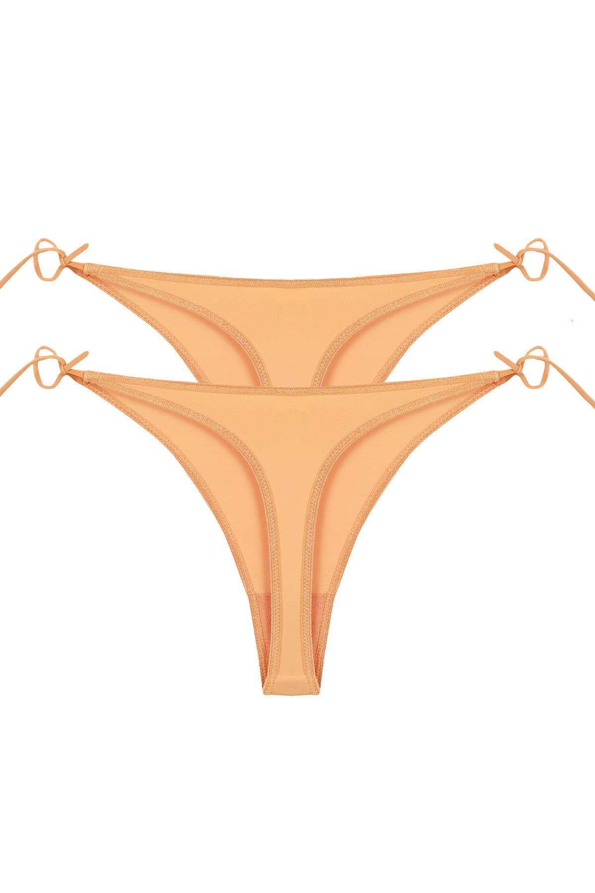 Kadın Turuncu Yandan Bağlamalı 2’li Tanga Slip