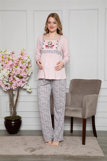 Akbeniz Kadın %100 Pamuklu Hamile Pijama Takımı 4514