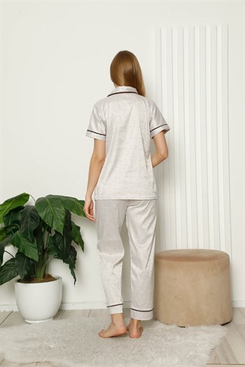 Akbeniz Kadın Saten Önden Düğmeli Kısa Kol Pijama Takım 10202