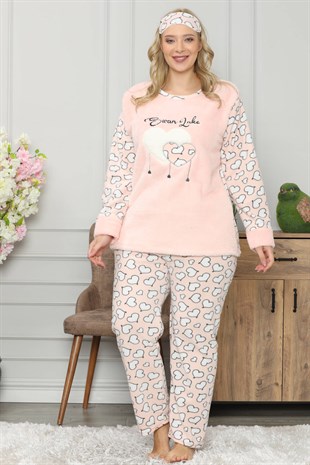 Akbeniz Welsoft Polar Kadın Büyük Beden Pijama Takımı 8112
