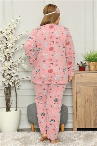 Akbeniz Welsoft Polar Kadın Büyük Beden Pijama Takımı 8113