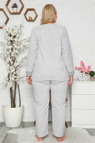 Akbeniz Welsoft Polar Kadın Büyük Beden Pijama Takımı 8118