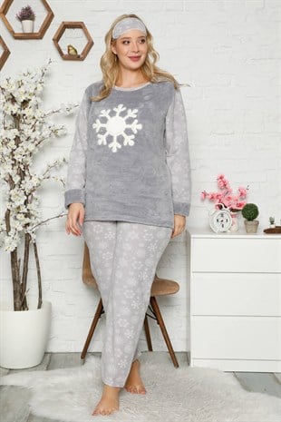 Akbeniz Welsoft Polar Kadın Büyük Beden Pijama Takımı 8120