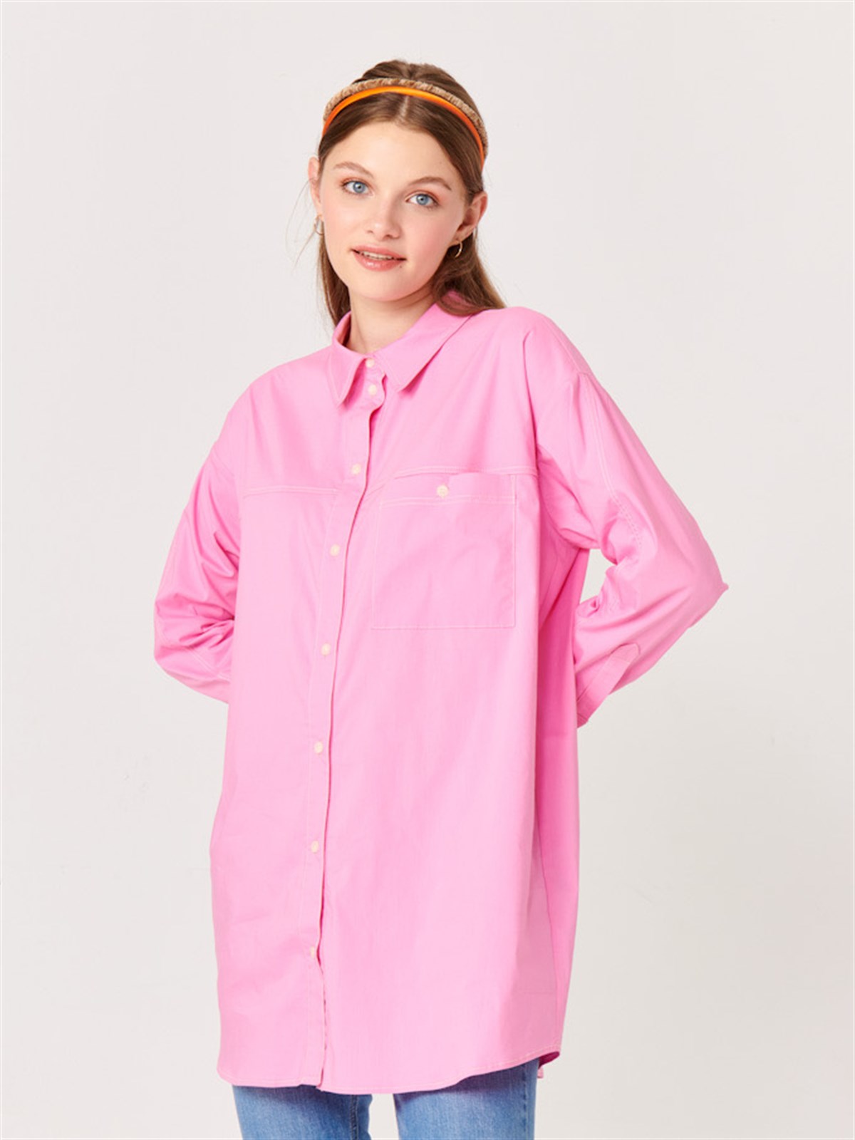 Stitched Poplin Shirt Pink | Vesna