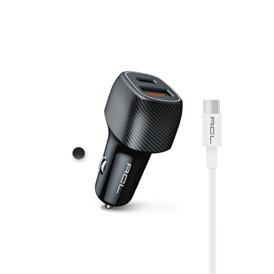 AC-92 PD Quick Charge 3.0 USBx2 6A 36 Watt Araç İçi Şarj Aleti Type-C Kablolu