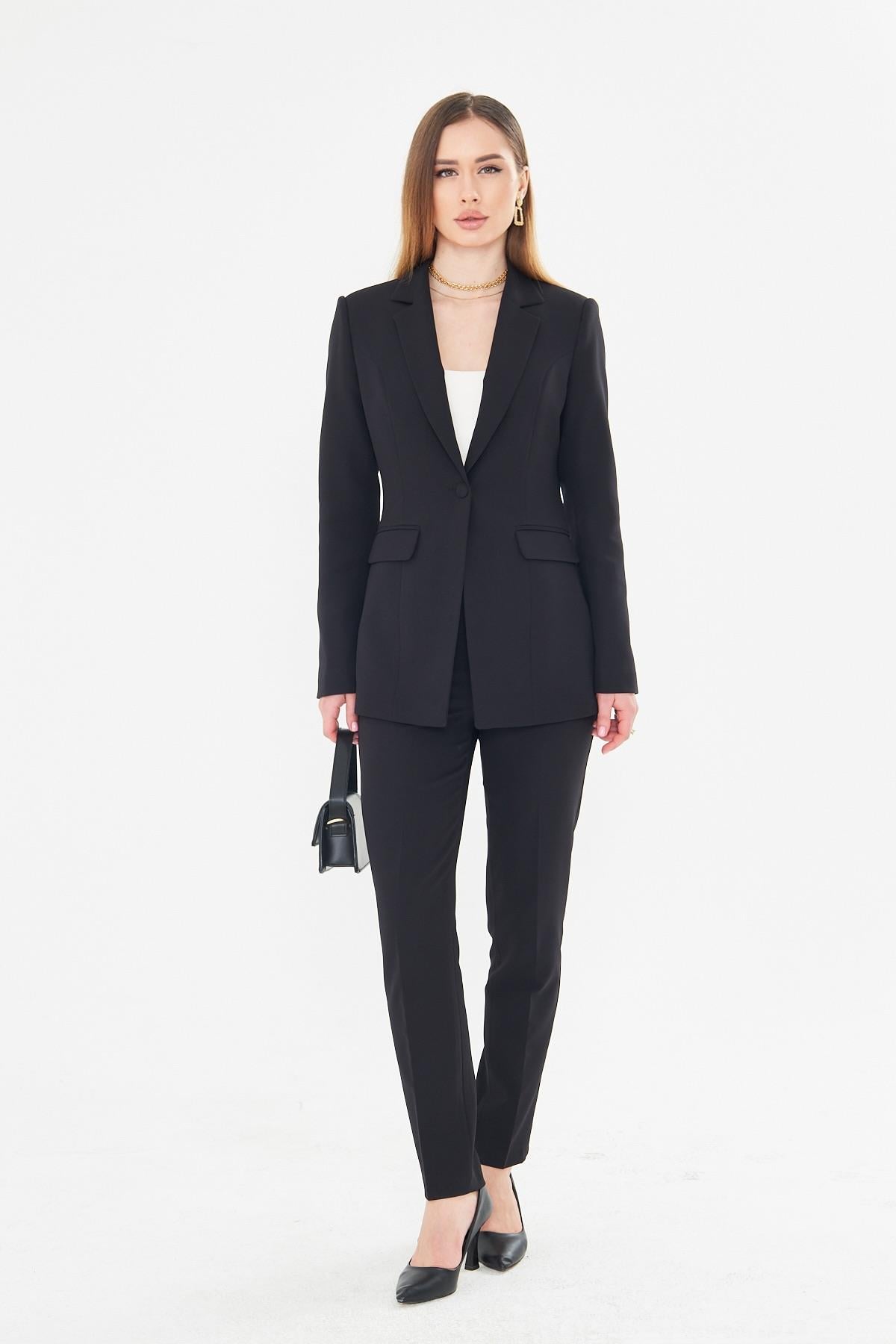 Tek Düğme Klasik Takım Siyah