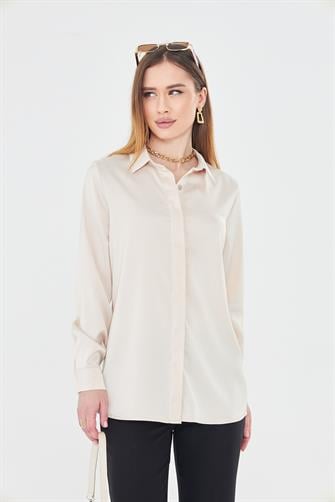 Klasik Saten Gömlek Bej