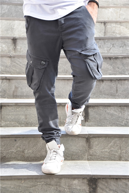 Erkek Füme Modelli Slim Fit Kargo Pantolon
