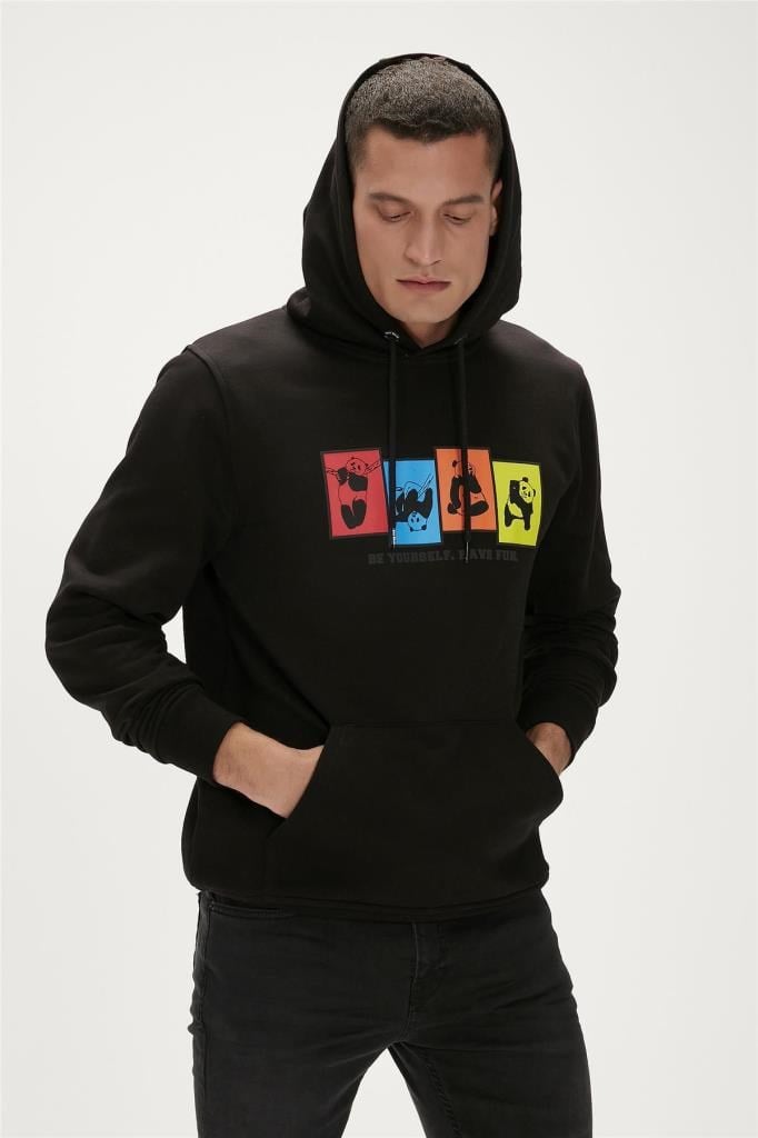 Bad Bear Erkek Fun Hoodie Siyah Kapüşonlu Erkek Sweatshirt 23.02.12.004-Siyah