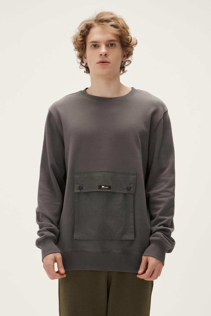 BadBear Kangaroo Erkek Asfalt Gri Sweatshirt ''Cepli Sweatshirt''