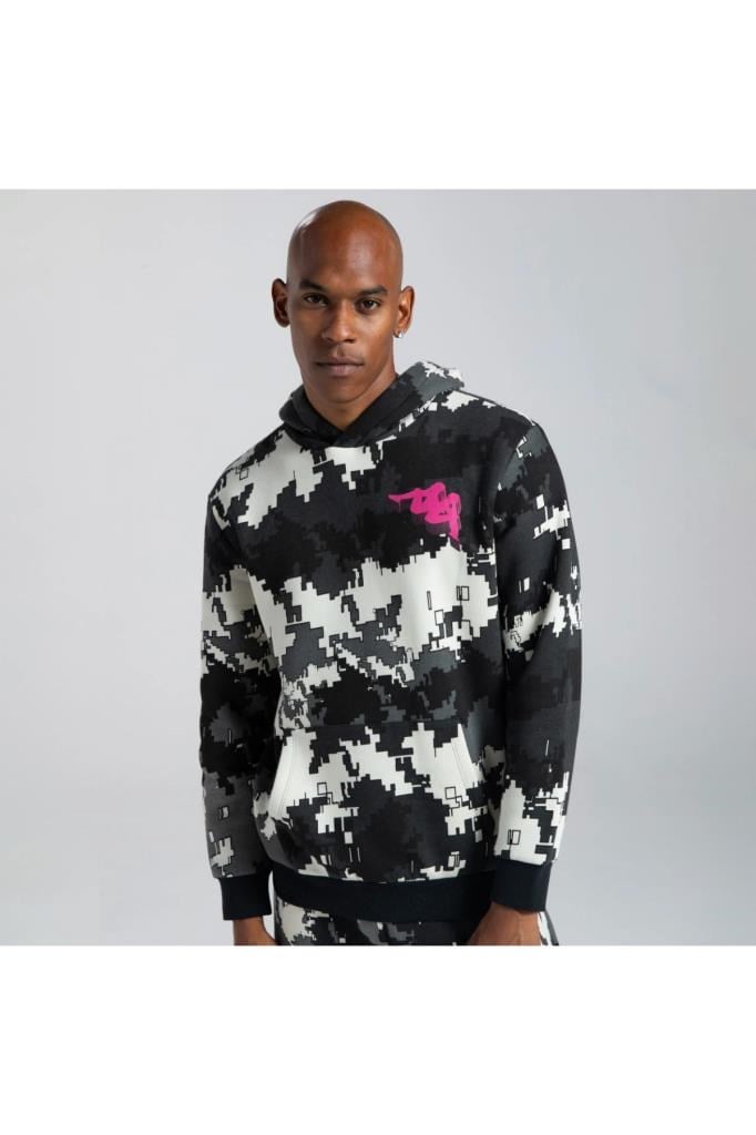 Kappa Erkek Kapüşonlu Sweatshirt Authentic Graphik Gimmy Erkek Kapüşonlu Sweatshirt 331H13W-Gri
