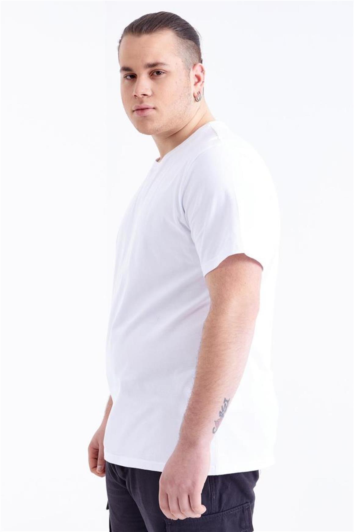 Tommy Life Erkek Beyaz Battal O Yaka Tshirt T09ER-88072_01