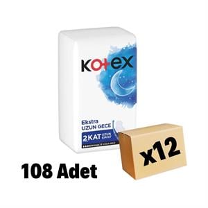 Kotex,Kotex Ekstra Uzun Gece Ped 108 Adet 12 Paket