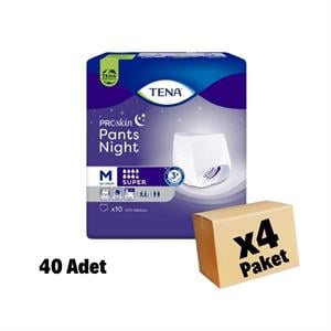 Tena,Tena Proskin Pants Night Geçe İçin Süper Emici Külot Medium 40 Adet 4 Paket
