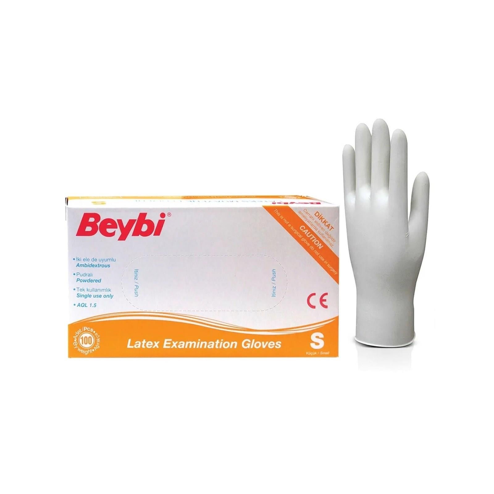 Beybi,BEYBİ Muayene Eldiveni 100'lü Kutu Pudralı Small Boy Lateks