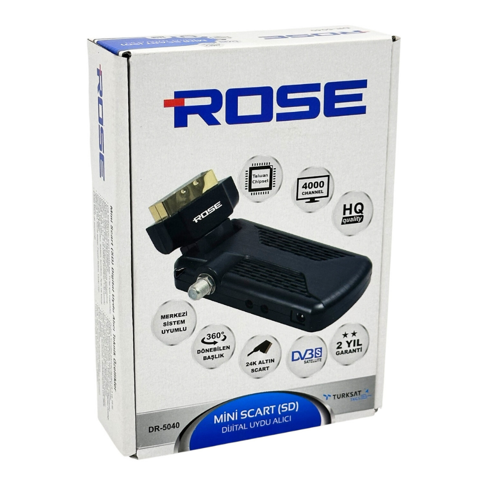 Rose DR-5040 Mini Scart SD Dijital Uydu Alıcısı DVB-S2 Türksat Uyumlu Merkezi Sistem Destekli