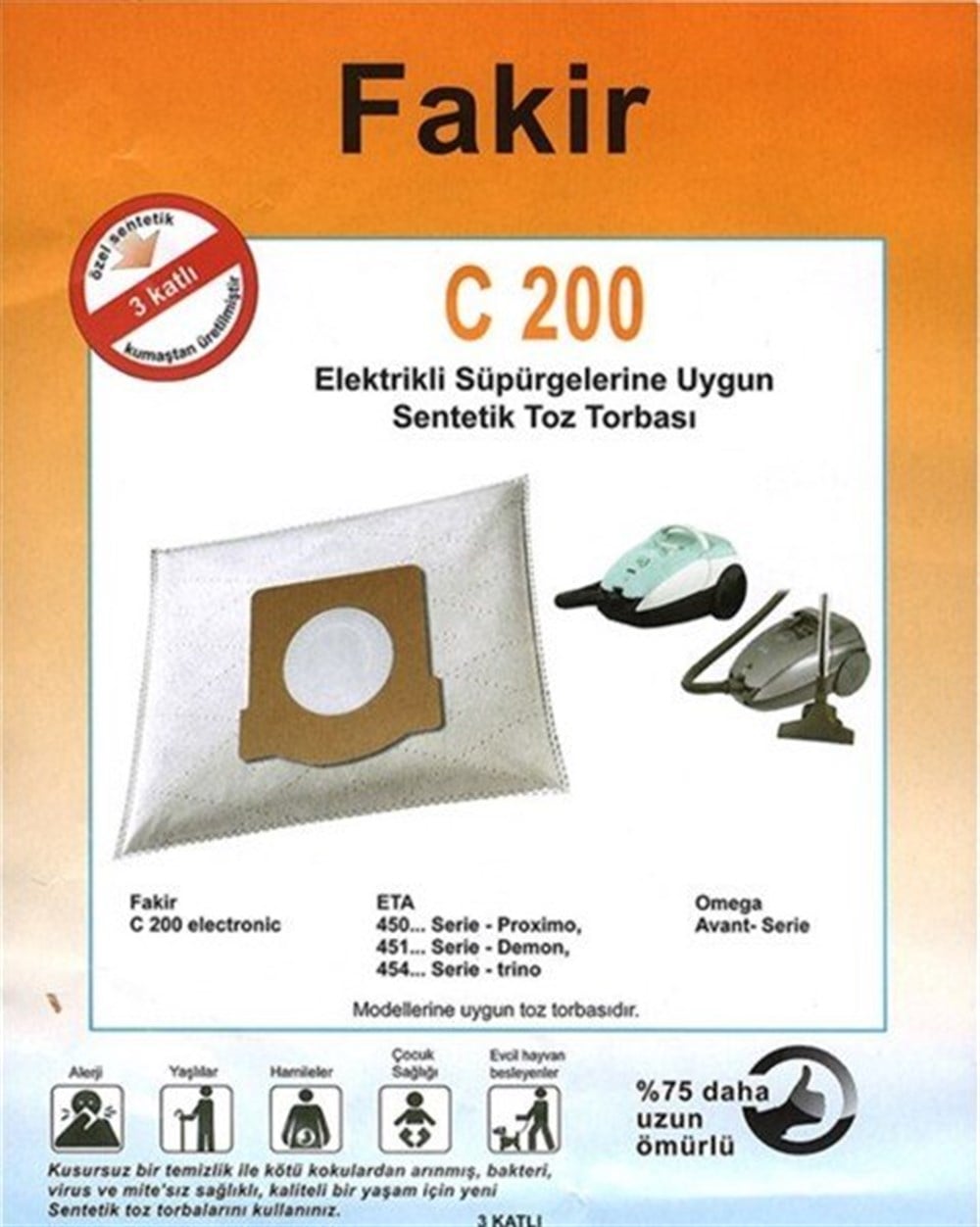 Fakir Uyumlu C 200 Elektrikli Süpürge Toz Torbası 5 Adet