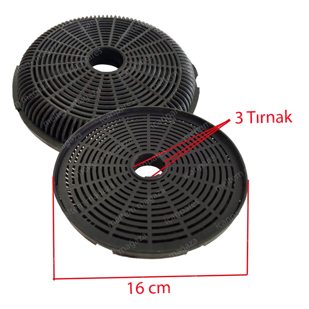 Kumtel Yeni Aspiratör Karbon Filtresi 16 CM 3 Tırnaklı
