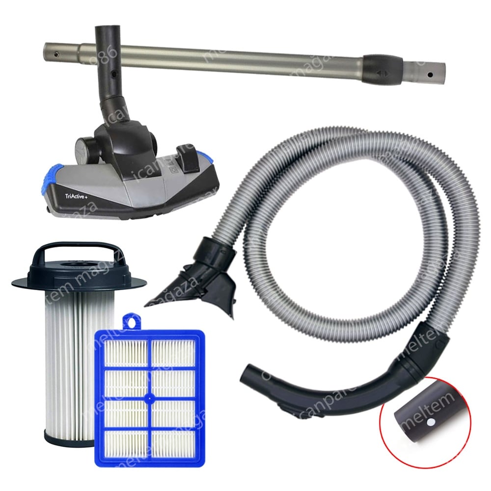 Philips FC 9212 Marathon Süpürge Hortumu TriActive Başlığı Borusu Hepa Filtre Seti (Kilit Sistemli)