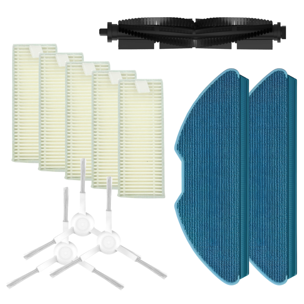 Philips Uyumlu HomeRun 2000 Serisi XU2100 Robot Süpürge Ana Fırça, Hepa Filtre X5, Yan Fırça X3, Mop Bezi X5