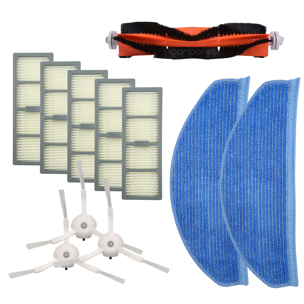 Philips Uyumlu HomeRun 7000 Serisi Aqua XU7000	 Robot Süpürge Ana Fırça,HEPA Filtre, Yan Fırça, Paspas Bezi