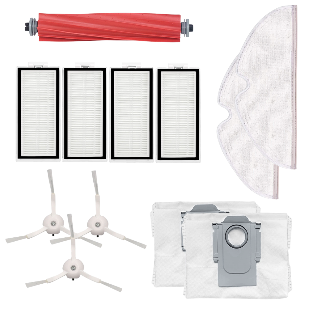 Roborock Uyumlu Q7+ Robot Süpürge Ana Fırça, Hepa Filtre X4, Yan Fırça X3, Mop Bezi X2, Toz Torbası X2