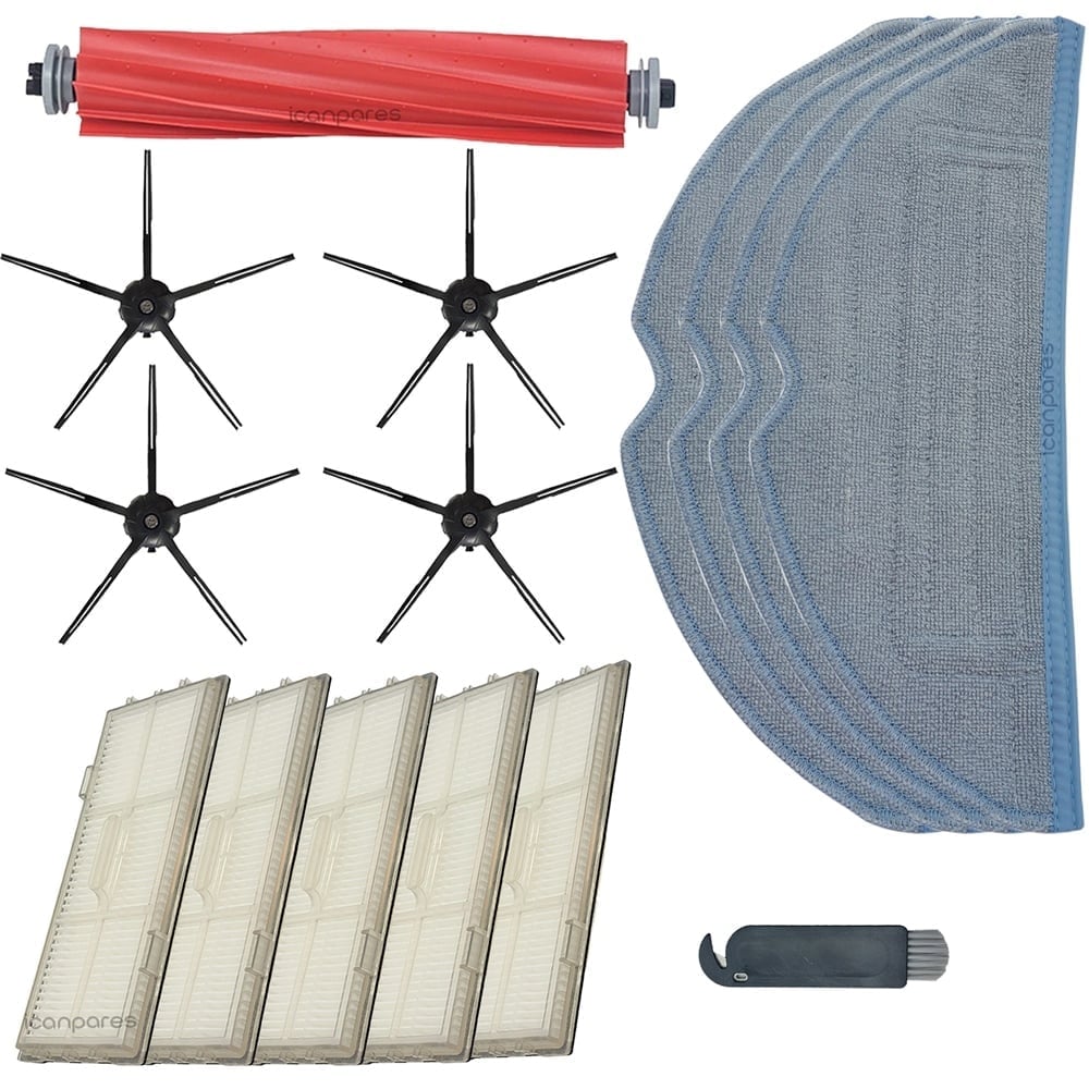 Roborock Uyumlu G10 Robot Süpürge Ana Fırça HEPA Filtre x5 Yan Fırça Siyah x4 Mop Bezi x4