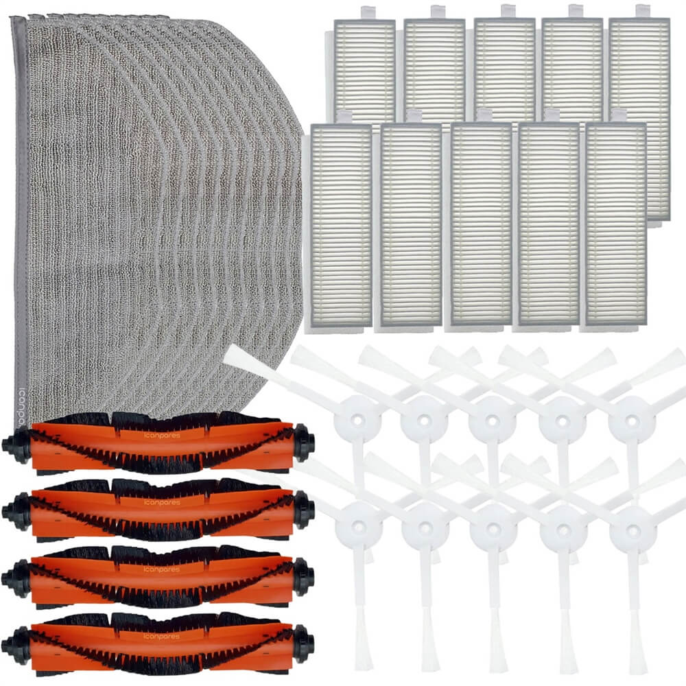 Xiaomi Uyumlu Mijia G1 MJSTG1 Robot Süpürge 4 Rulo 10 Yan Fırça 10 Hepa Filtre 10 Paspas Bezi