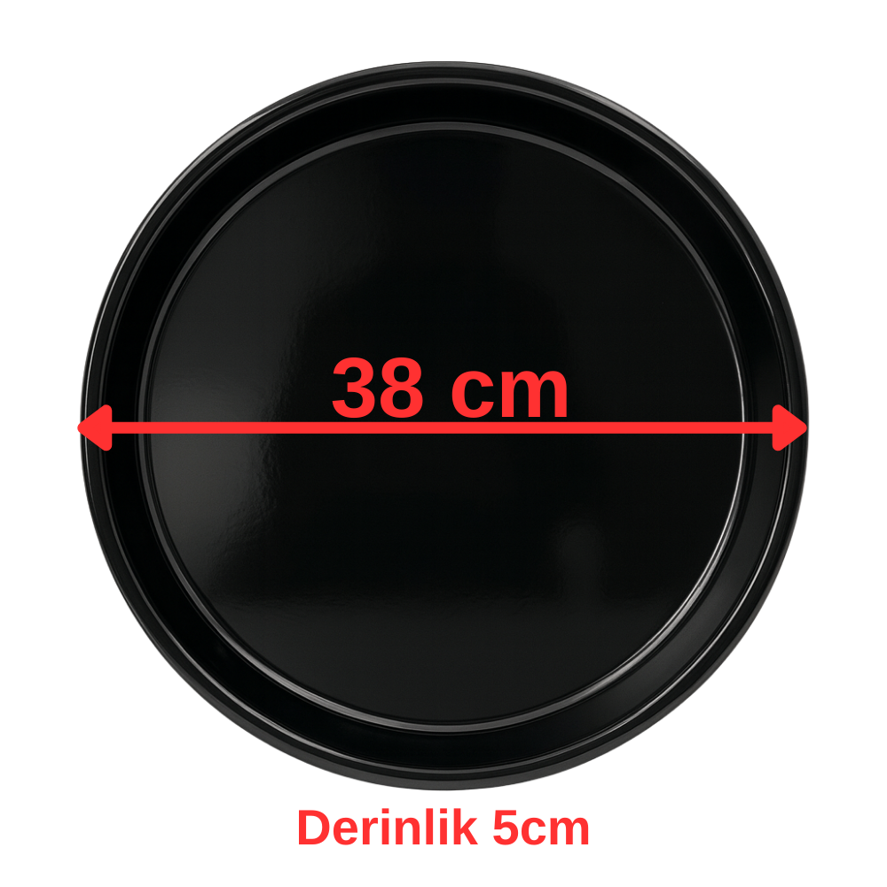 38 cm Yuvarlak Emaye Fırın Tepsisi – 5 cm Derinlik – Büyük Boy Emaye Tepsi