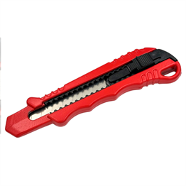 Metal Gövdeli Geniş Maket Bıçağı Kırmızı 18mm Otomatik Kilitli