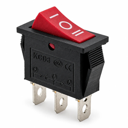 Üç Konumlu Dar Rocker Anahtar I-O-II KCD3 - Kırmızı, Işıksız, 15A 250V