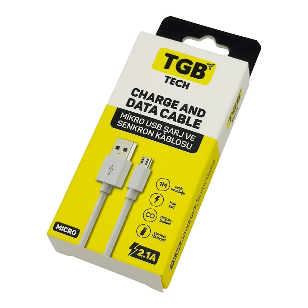TGB Micro Usb Şarj Ve Data Kablosu 3.0a - 2.4a - 5a Mikro Cihazlarına Tam Uyumlu (TGB-015) Mikro USB Şarj ve Senkron Kablosu