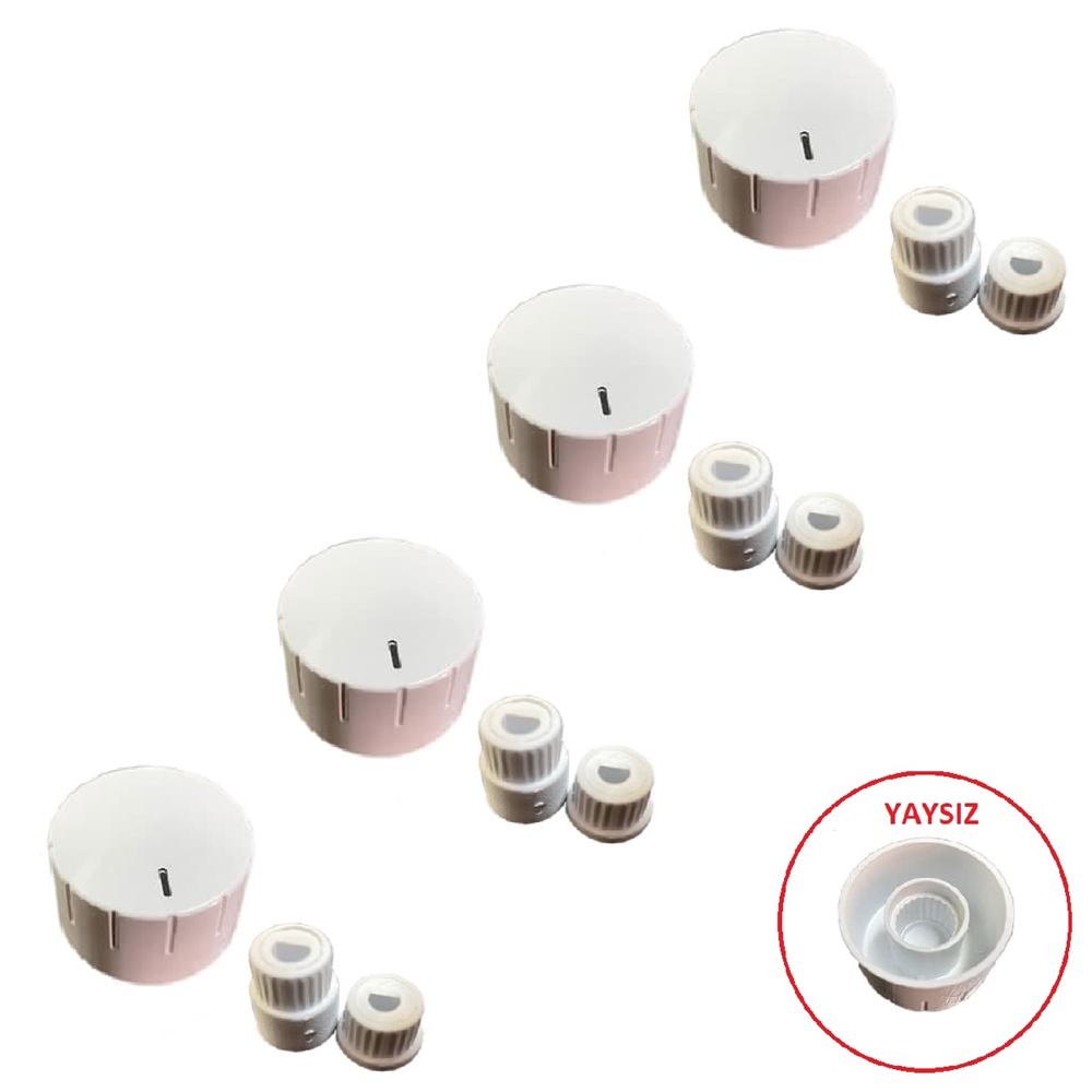 Bykitchen Düğme 4 lü Takımı Ankastre Set Üstü Ocak Düğmesi - Tip 3 Beyaz (YAYSIZ) Görselle Eşleştiriniz