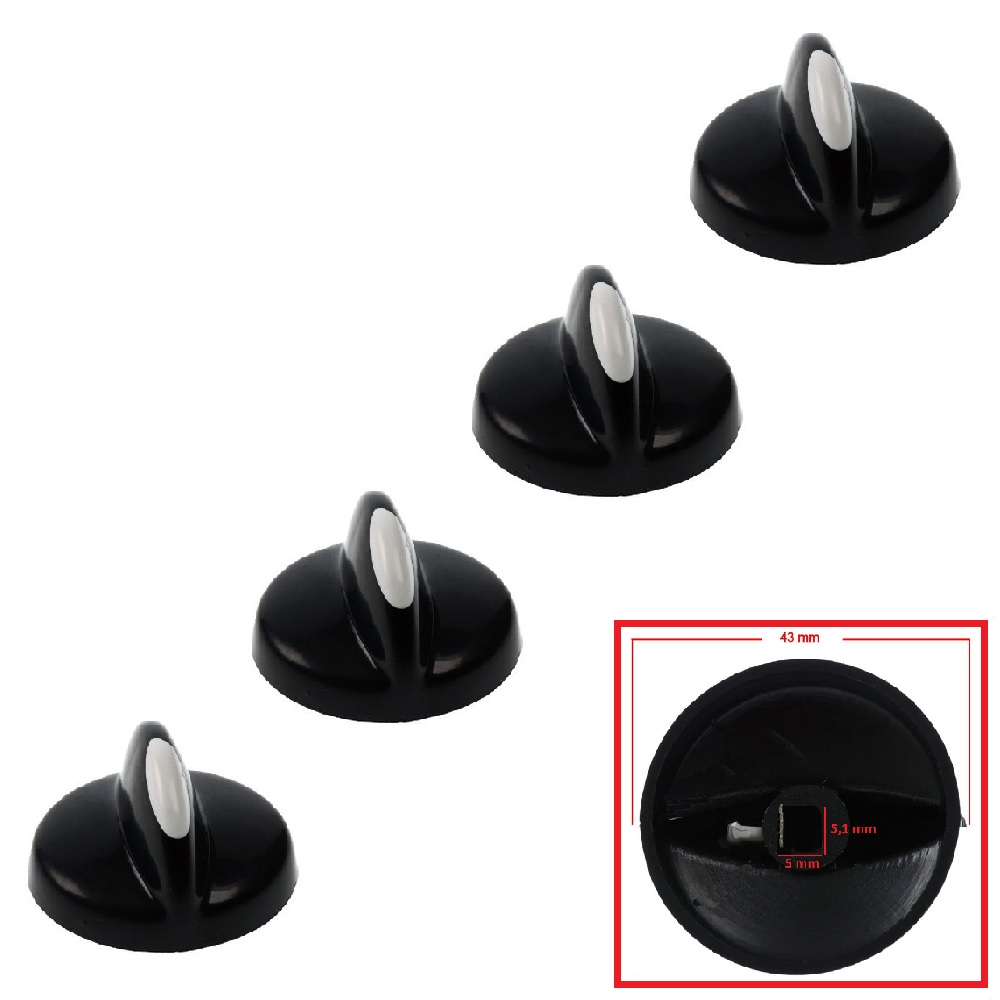 Minisan Düğme 4 lü Takımı Ankastre Set Üstü Ocak Düğmesi Siyah (DAR GÖBEK) Görselle Eşleştiriniz