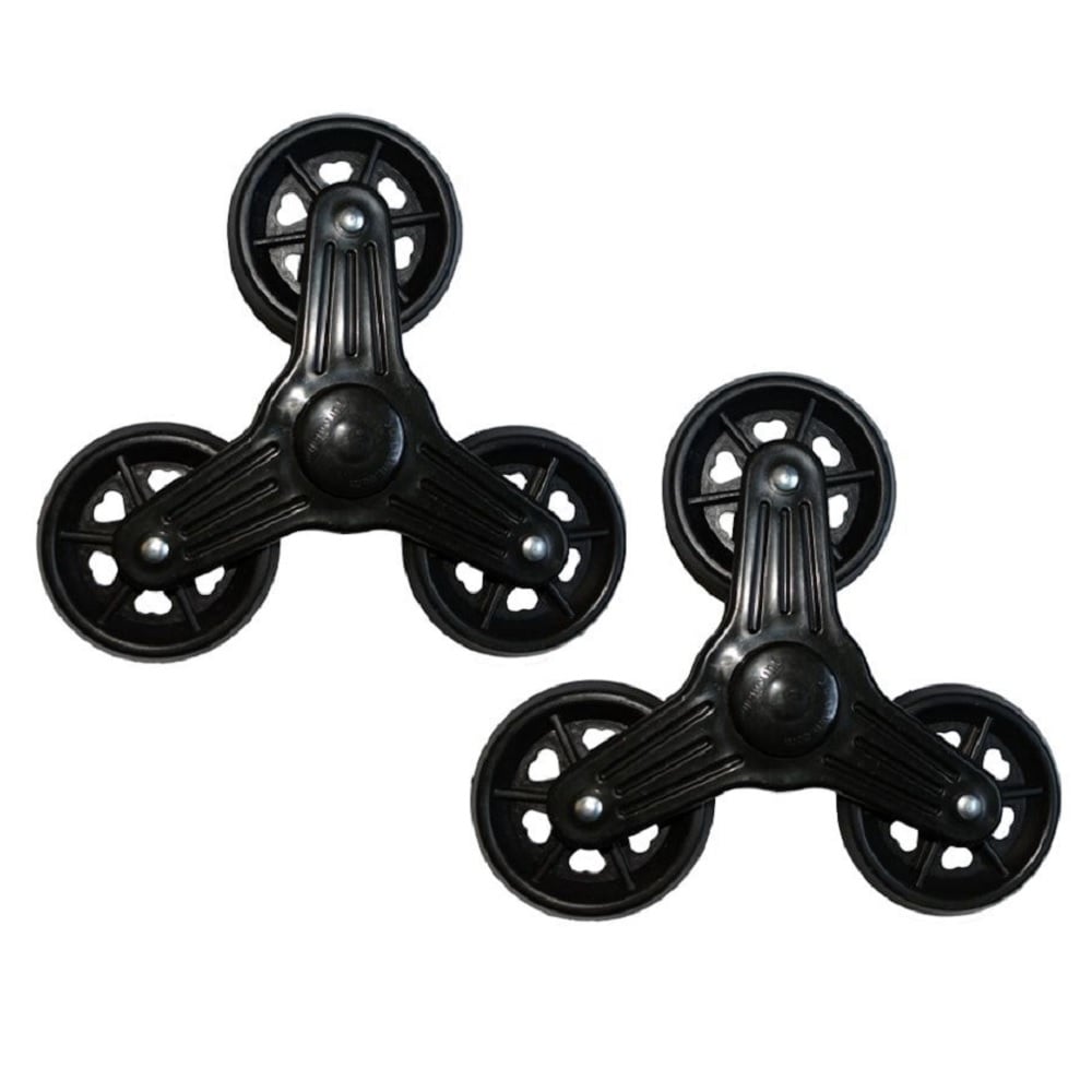 Merdiven Çıkan 3 Tekerlekli Pazar Araba Tekerleği Sağlam Sert Plastik SİYAH 21 CM 2 Adet