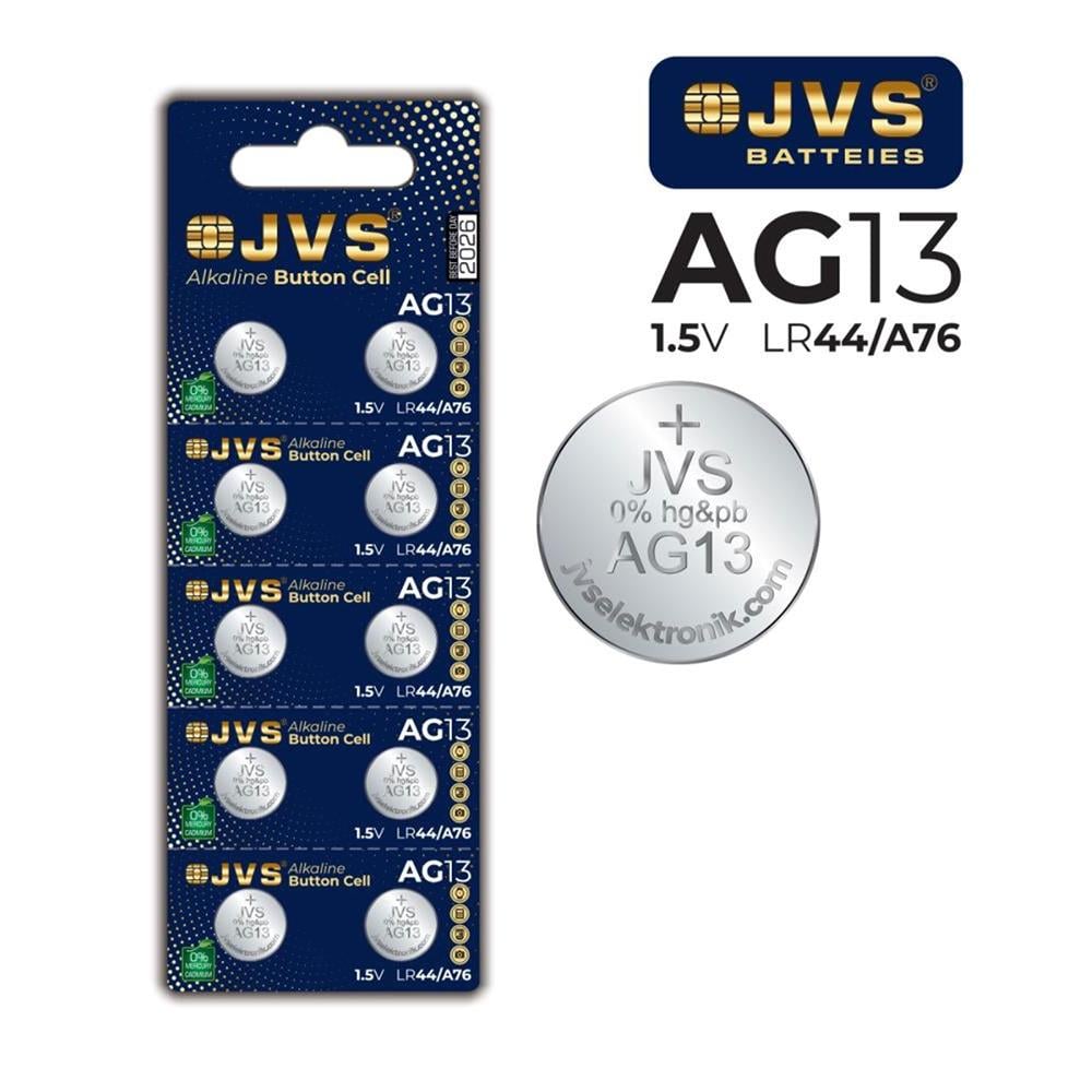 Jvs AG13 (Lr44/A76) 1.5v Düğme Pil 10lu