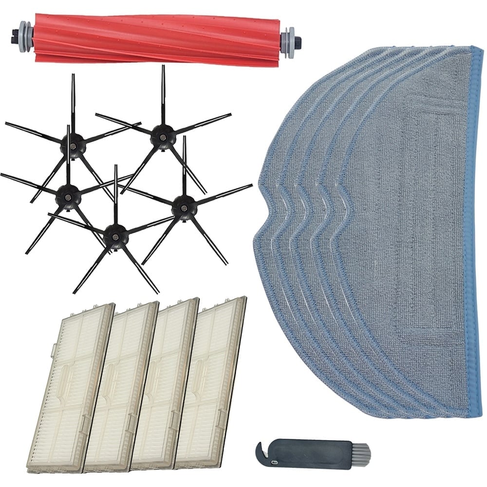 Roborock Uyumlu G10 Robot Süpürge Ana Fırça HEPA Filtre x4 Yan Fırça Siyah x5 Mop Bezi x5