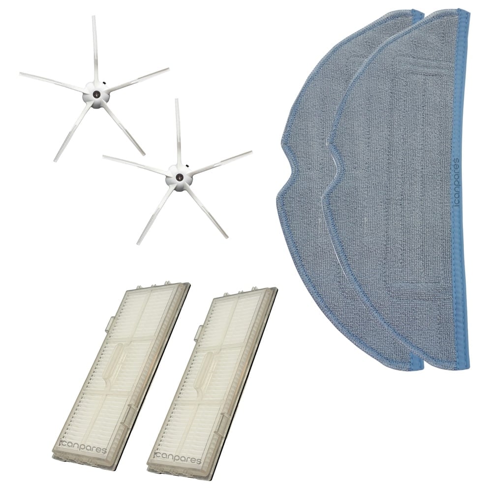 Roborock Uyumlu G10 Robot Süpürge HEPA Filtre x2 Yan Fırça Beyaz x2 Mop Bezi x2