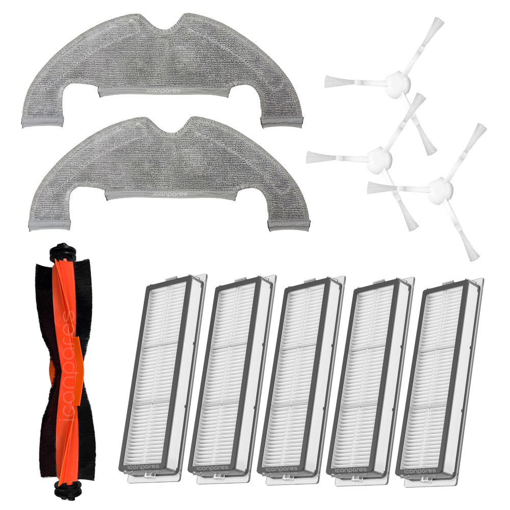 Xiaomi Uyumlu X10 B102GL Robot Süpürge Ana Fırça, Hepa Filtre X5, Yan Fırça X3, Mop Bezi X2